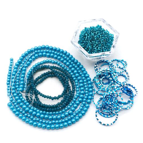 Olivia Necklace cornflower blue necklace making kit — DIY set with beads and instructions for creating handmade jewelry