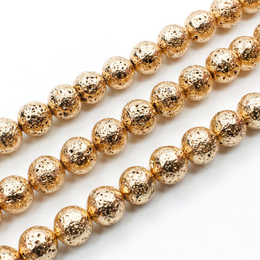 Lava Beads Champagne Gold - 10mm