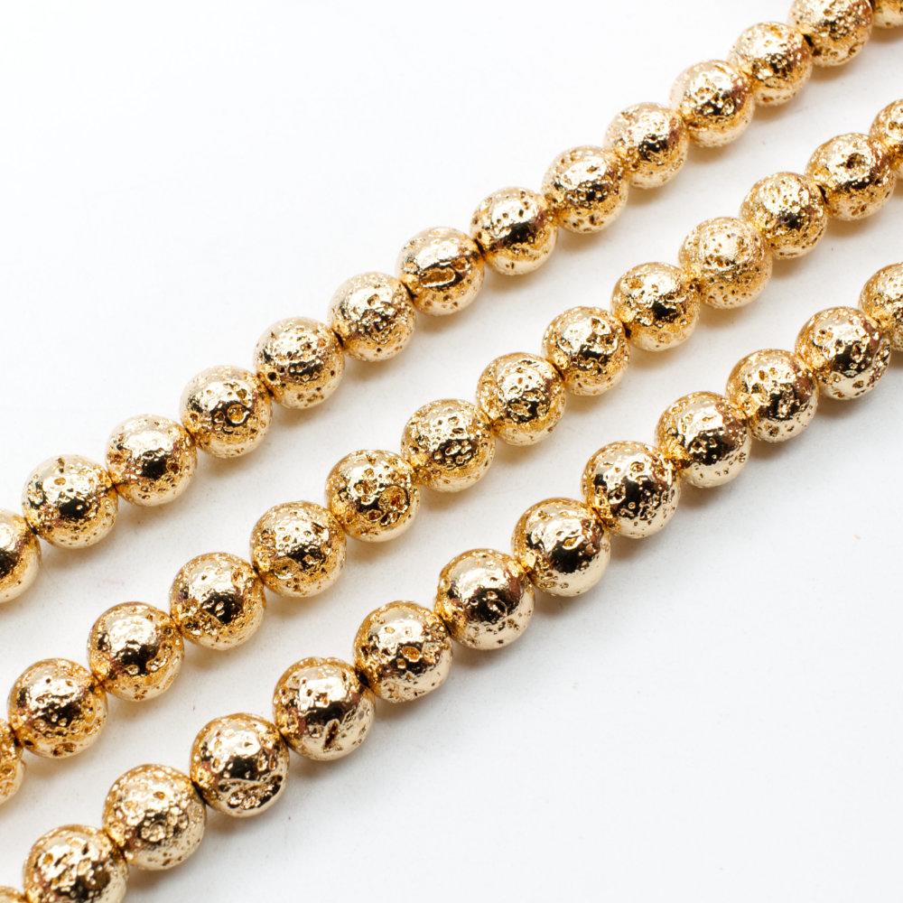 Lava Beads Champagne Gold - 8mm