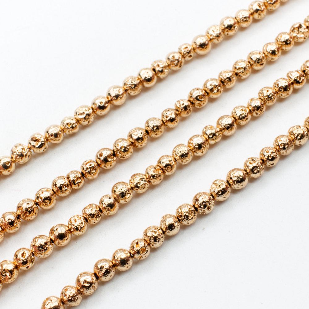 Lava Beads Champagne Gold - 4mm