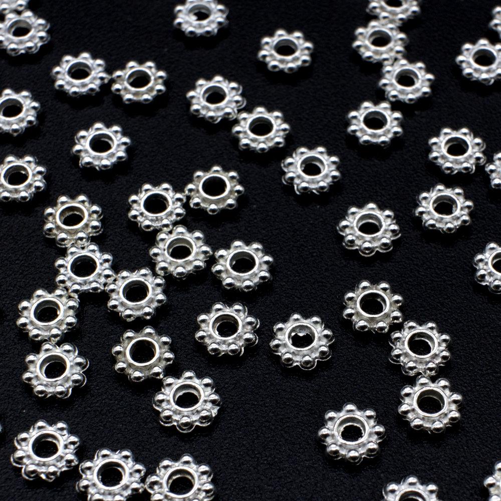 Metal Disc Daisy 6mm 50pcs   Silver for jewellery making