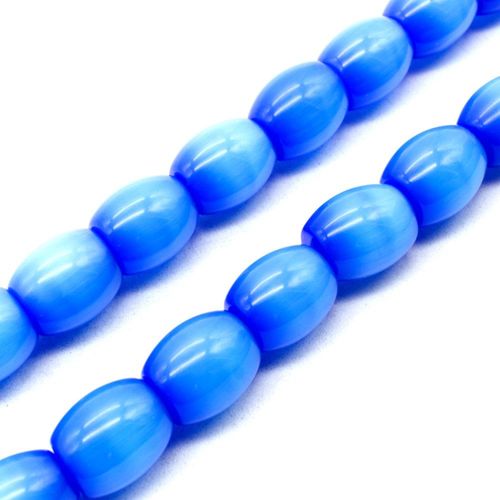 Cats Eye Barrel Light Blue 13x11mm for jewellery making