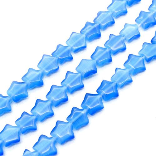 Cats Eye Beads Pillow Star 8mm   Blue for jewellery making