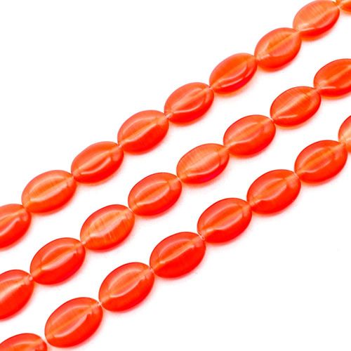 Cats Eye Beads Oval 10x14mm   Orange for jewellery making