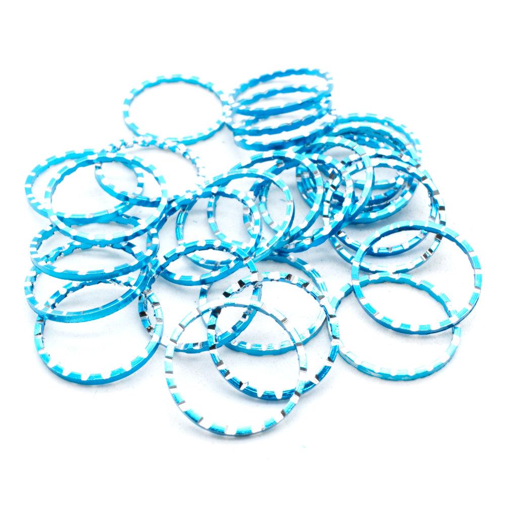 Aluminium Coloured Rings 20mm Cyan 10pcs for jewellery making