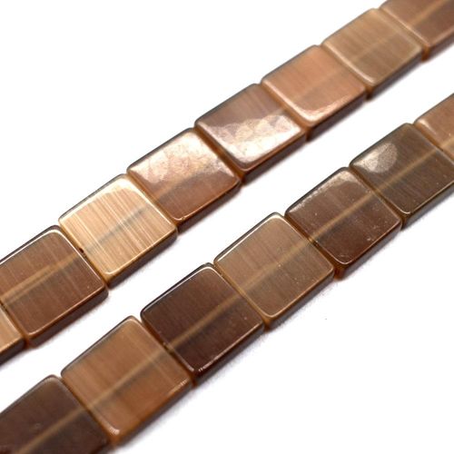 Cats Eye Beads 12mm Squares   Brown for jewellery making