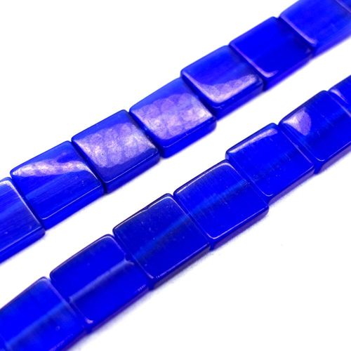 Cats Eye Beads 12mm Squares   Blue for jewellery making