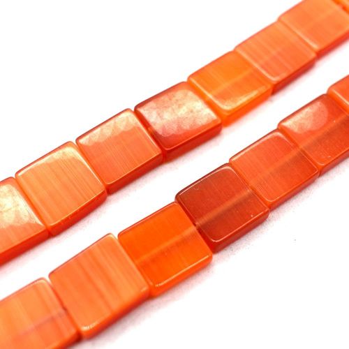 Cats Eye Beads 12mm Squares   Orange for jewellery making