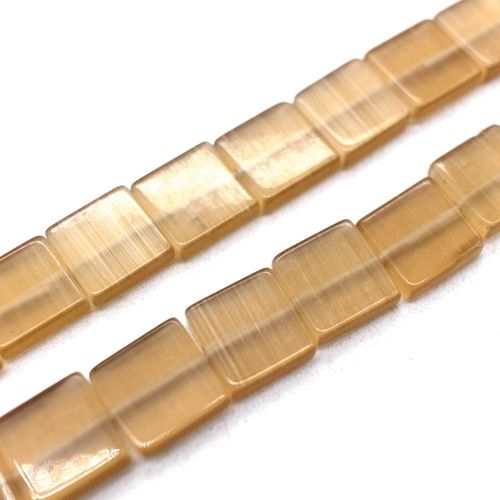 Cats Eye Beads 12mm Squares   Light Brown for jewellery making