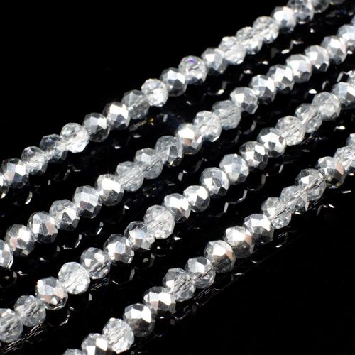 3.5mm crystal beads half silver plate, pack of 150 — plated finish, ideal for jewelry making and beadwork