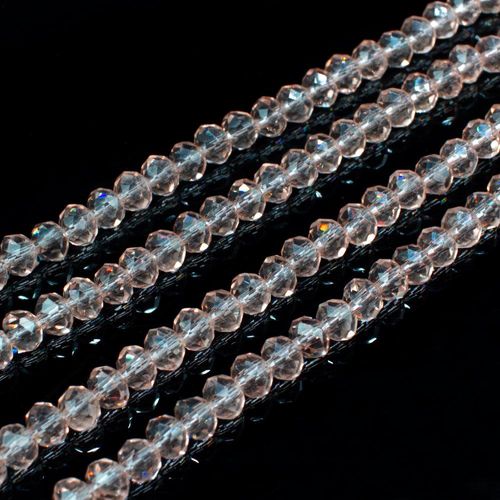 Approx. 15 Strand 6x4mm Crystal Faceted Rondelle Beads, Transparent Red  w/Antique Silver Shimmer - Bead Box Bargains