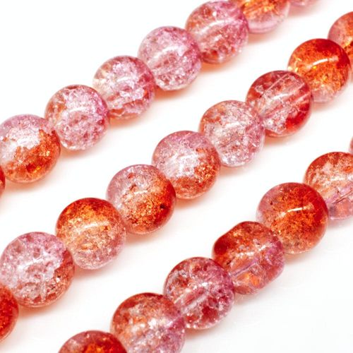 Crackle Beads Round 8mm   Light Pink Red 50pcs for jewellery making