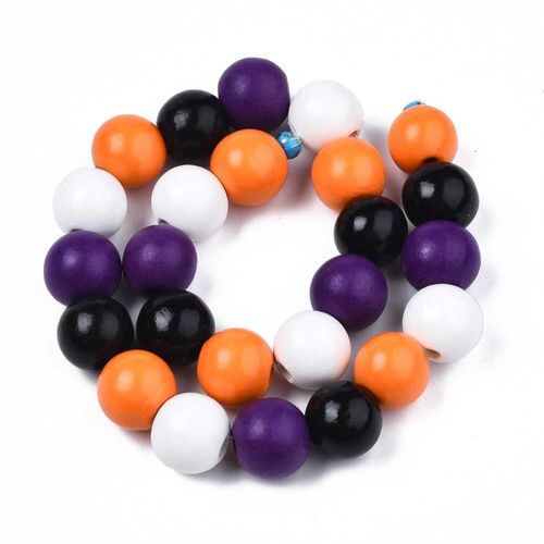 Wooden Round Beads 15mm   Halloween Mix 24pcs for jewellery making