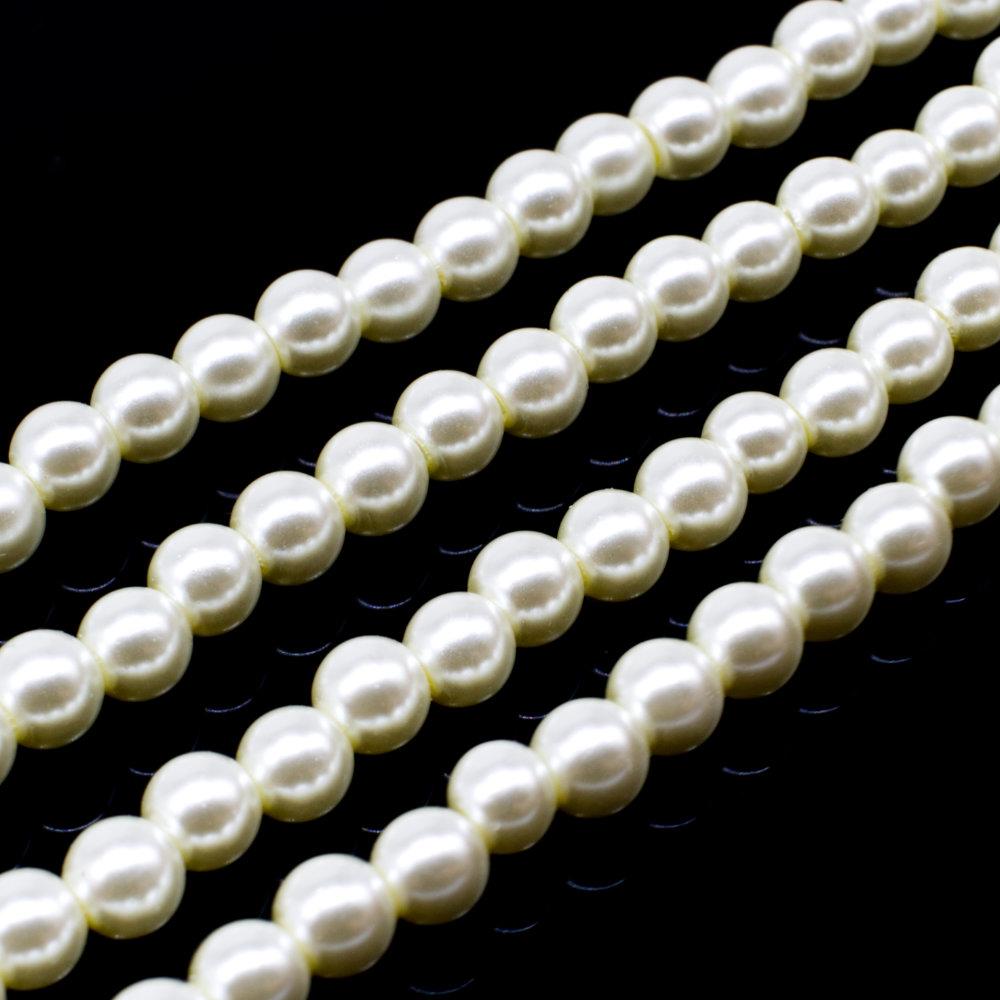 Glass Pearl Round Beads 4mm - Buttermilk