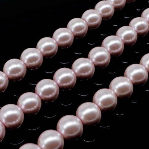 Glass Pearl Round Beads 8mm - Rose Pink