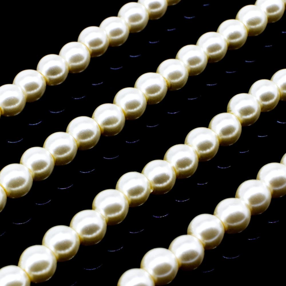 Glass Pearl Round Beads 4mm - Ivory
