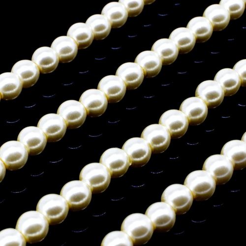 Glass Pearl Round Beads 4mm - Ivory