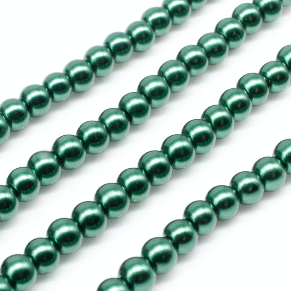 Glass Pearl Round Beads 4mm - Moss Green