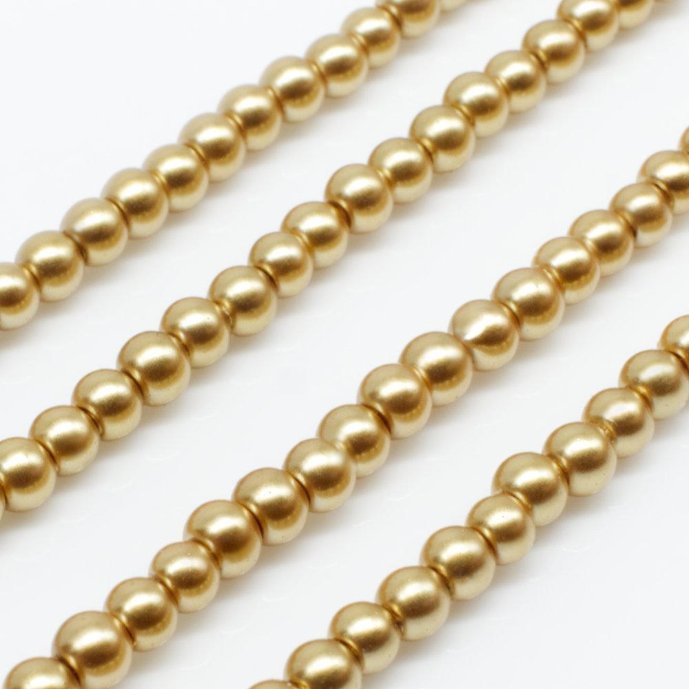 Glass Pearl Round Beads 3mm - Antique Gold