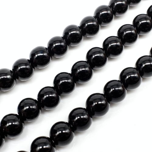 Glass Pearl Round Beads 8mm - Black