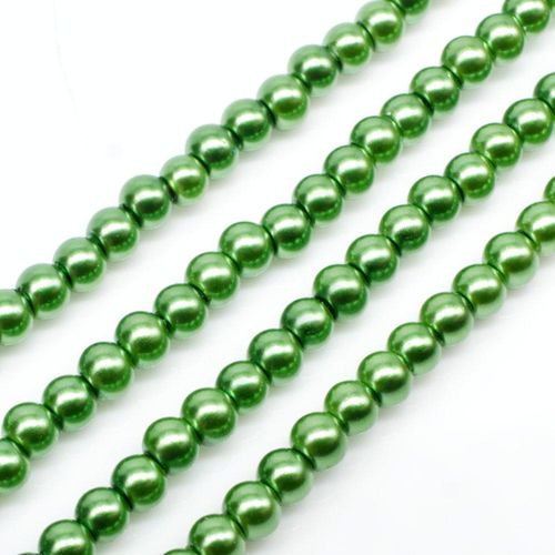 Glass Pearl Round Beads 3mm - Green
