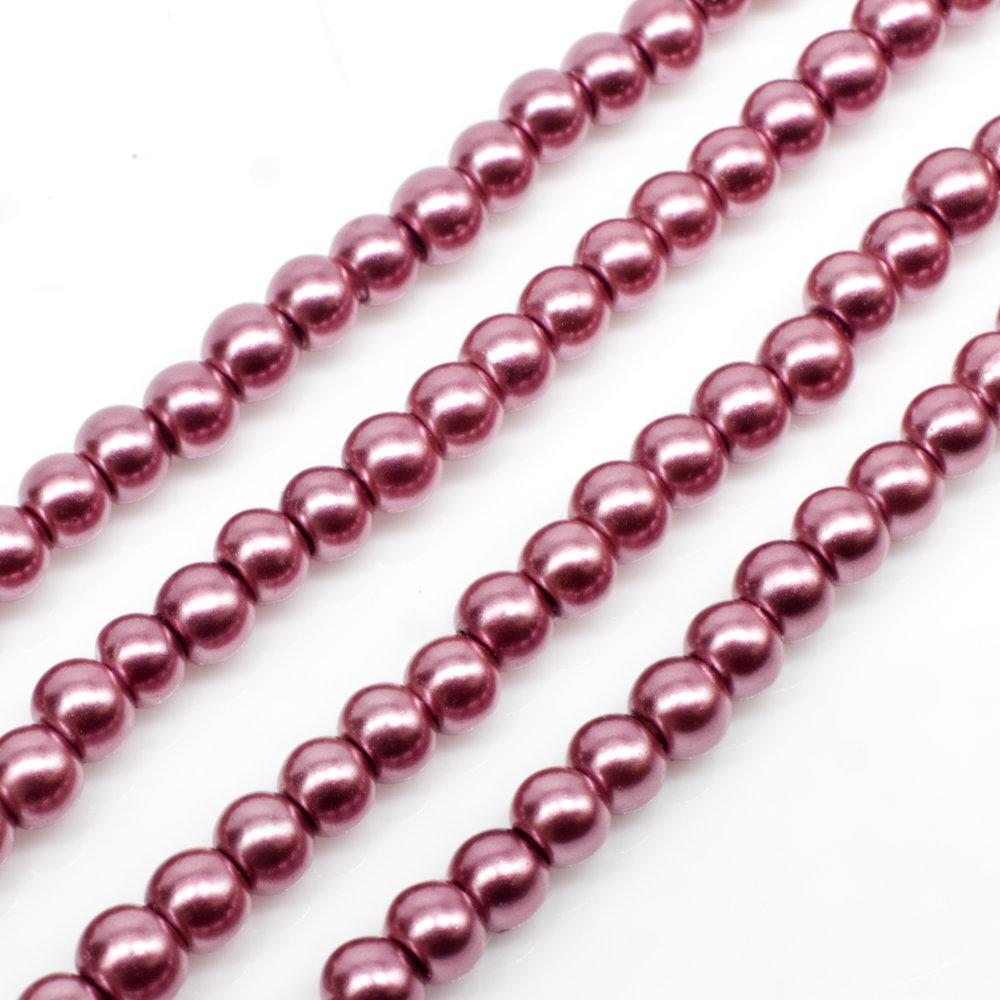 Glass Pearl Round Beads 3mm - Indian Pink