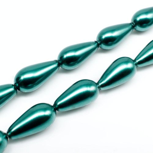Glass Pearl Drop Beads 8x16mm   Teal for jewellery making