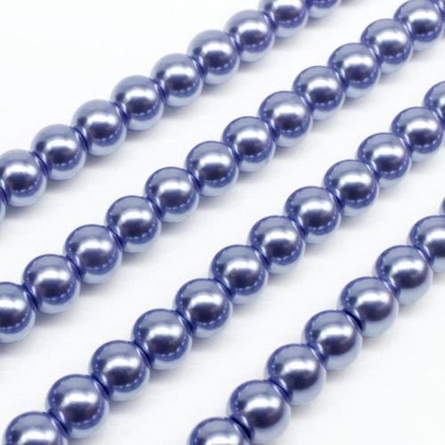 Glass Pearl Round Beads 6mm - Steel Blue RB