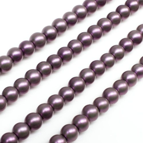 Satin Glass Pearl Round Beads 4mm - Lavender Mauve