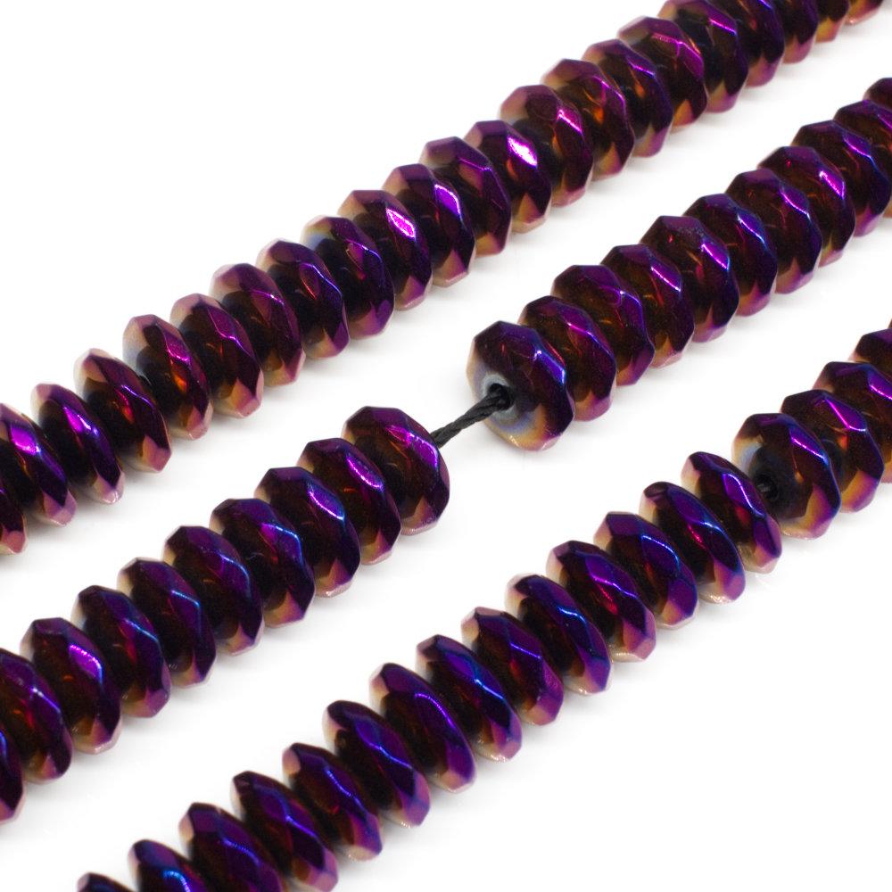 Hematite Faceted Rondelle 8mm Purple Plated Craft, hobby
