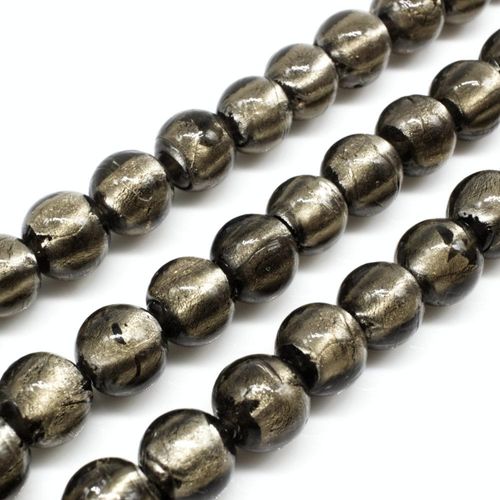Silver Foil Round Beads 10mm 40pcs   Grey for jewellery making