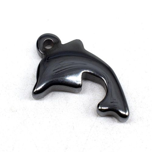 Hematite Dolphin Pendant jewelry making kit — DIY set with beads and instructions for creating handmade jewelry