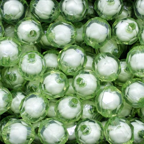 Acrylic Faceted Beads 12mm 30pc   Lime Ice for jewellery making