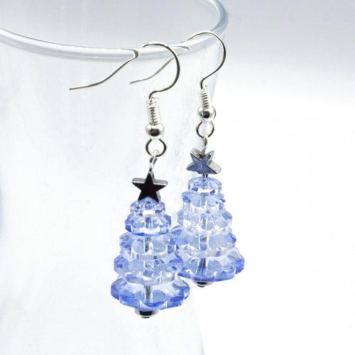 Margarita Christmas Tree Earrings Kit lilac earring making kit — DIY set with beads and instructions for creating handmade jewelry