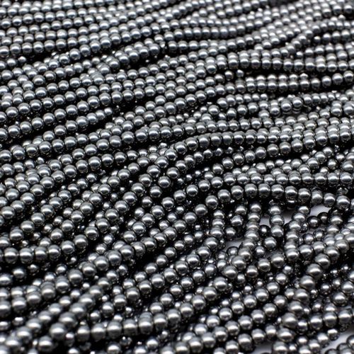 Glass Round Beads 2mm 15" String   Dull Silver for jewellery making