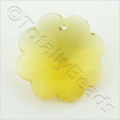 Glass Pendant 8 Petal flower 25mm - Amber