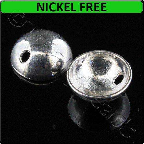 Silver Metal Bead Cap Off Centre 12x5mm 10pcs