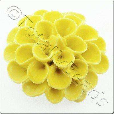 Ceramic Pendant - Flower - Yellow