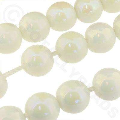 Ceramic Round 18mm - White with AB 8"