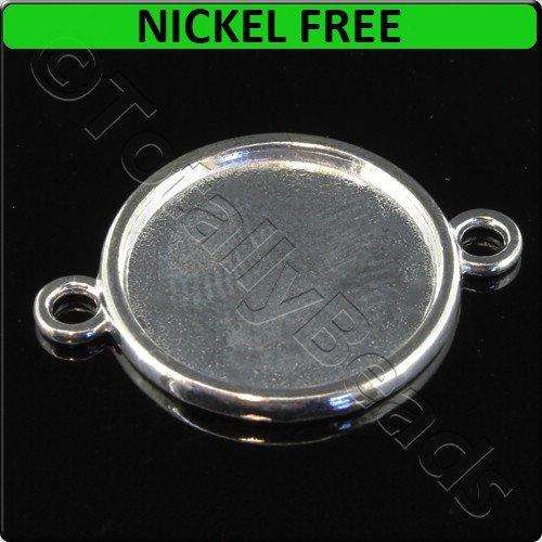 Silver Metal Connector Cabachon Disc 24x32mm 4pcs