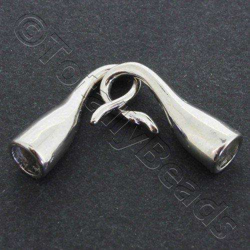 Kumihimo Rhodiumn Plate 2 Hook 4.5mm - 1 Set