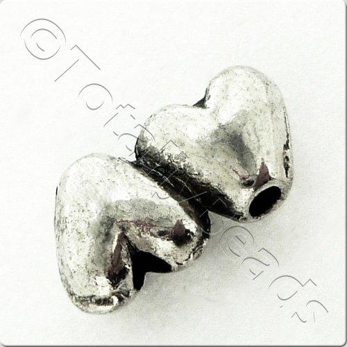 Antique Silver Metal Bead - Hearts 11x6mm 20pcs