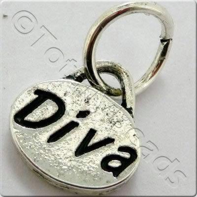 Tibetan Silver Message Tag/Charm - Diva 5pcs