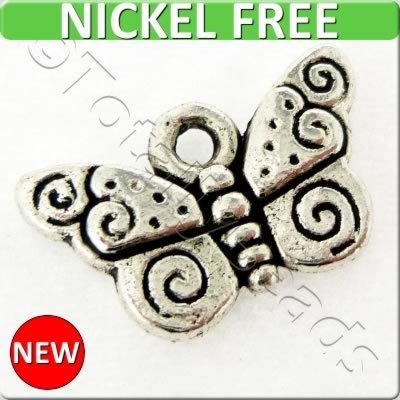 Antique Silver Metal Charm - Butterfly 9x15mm 15pcs - A12966