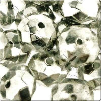 Acrylic Antique Silver Bead - Facet Rondelle 12mm