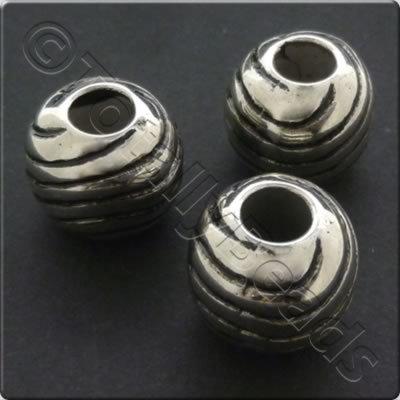 Metalised Acrylic Bead LH Round 16mm - Antique Silver 14pcs