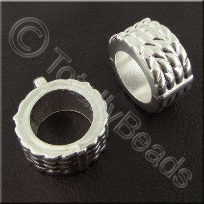 Metalised Acrylic Hanger Bead - 24mm - Silver Rope Style