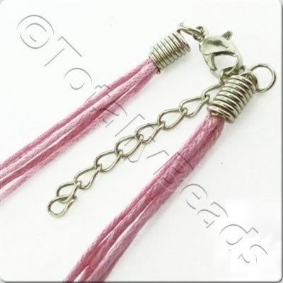 Wax Cotton Cord Necklace - Pink