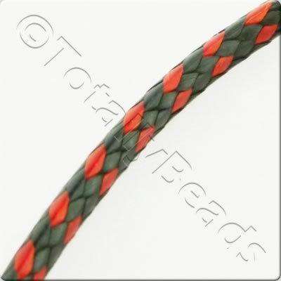 Plaited Wax Cord 2mm - Black and Red