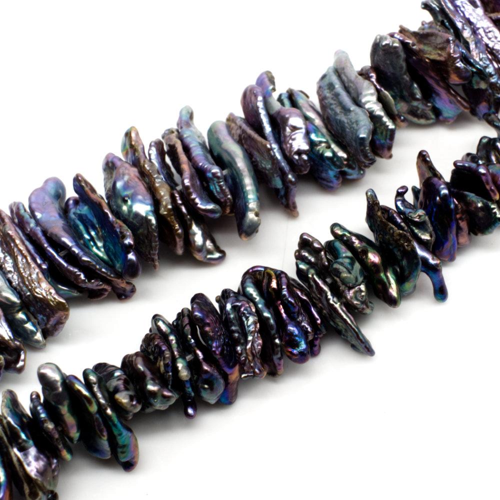 Freshwater Pearls 15mm Heishi Peacock   7" String for jewellery making